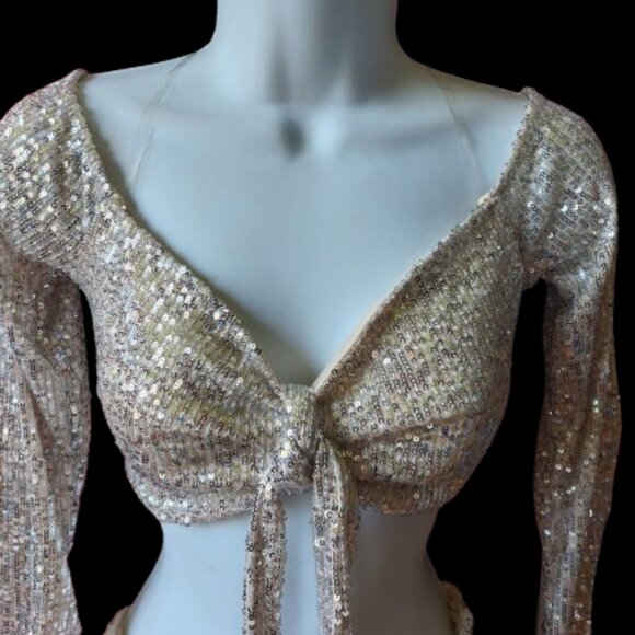 Rose Gold Sequined Skirt Set Size S NEW NWT - Picture 2 of 6
